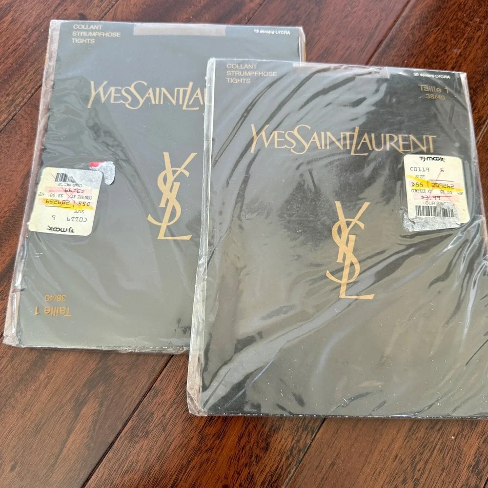 YSL Yves‎ Saint Laurent Collant Tights Size 1 38/40 Brown 13 Denier 2 Pair VTG